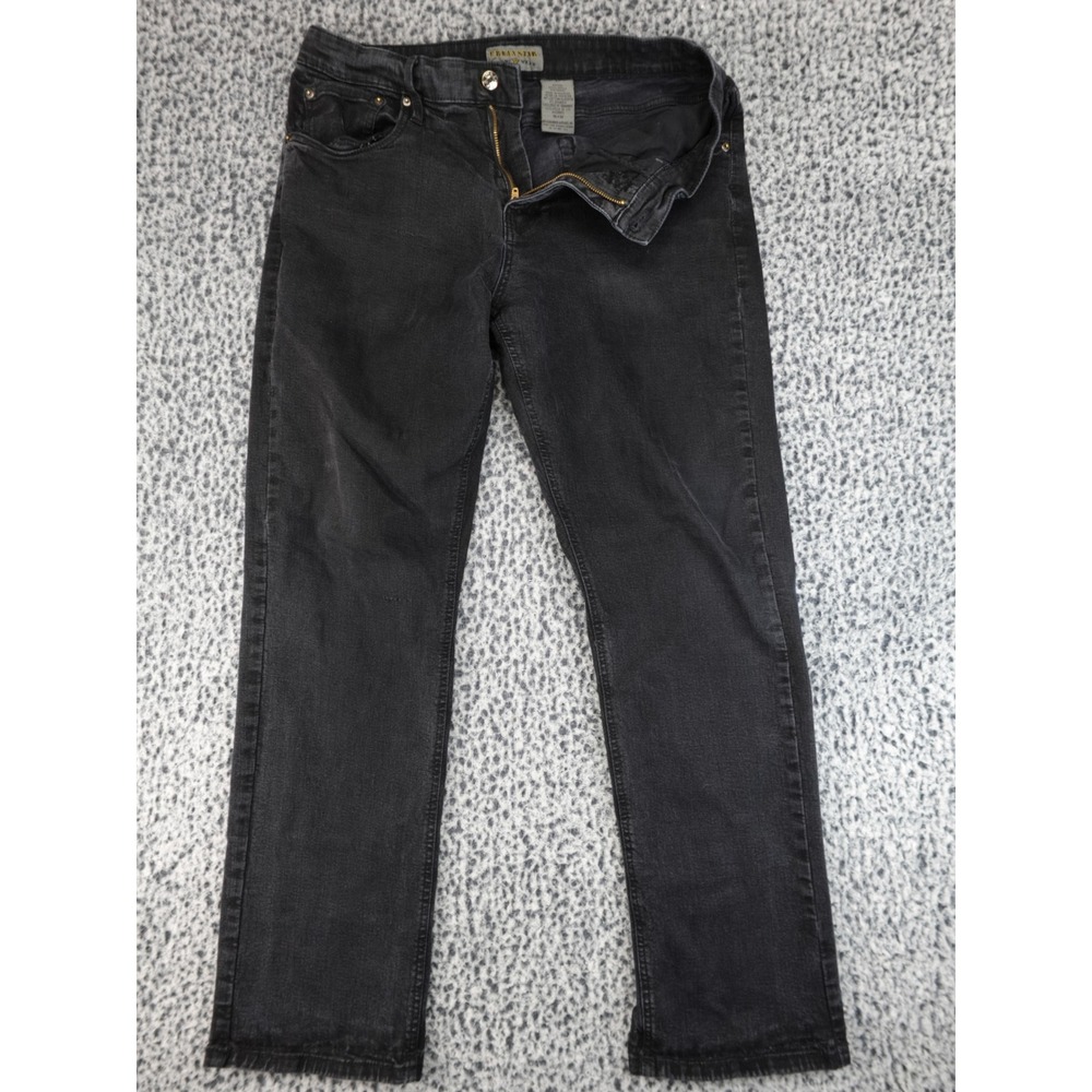 Urban Star Mens Straight Leg Jeans 36x32 Faded Black Denim Cotton Stretch Casual